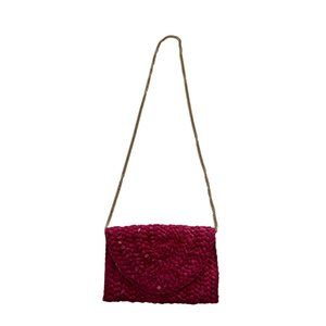 NWT KELLY & KATIE Straw Bag in Magenta Pink